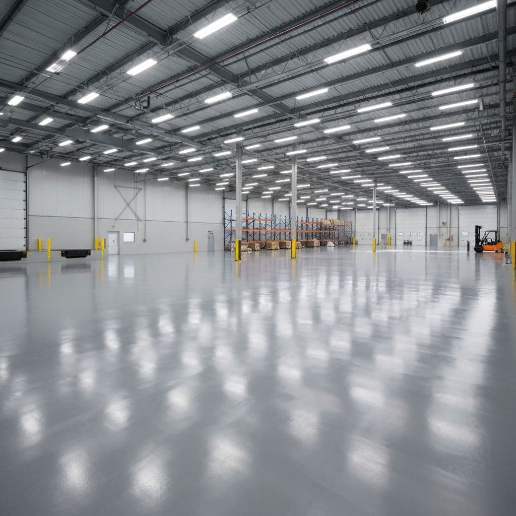 Commercial epoxy floor in a Broward County warehouse
